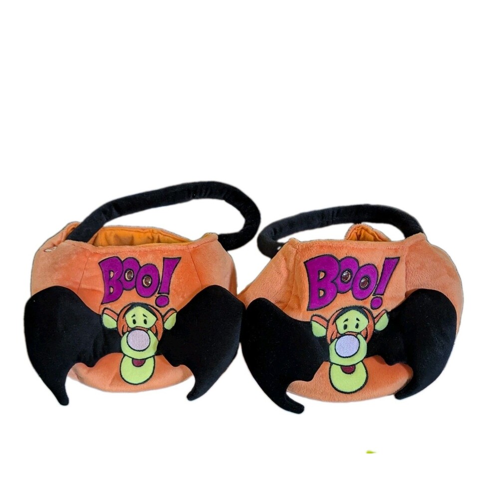 Set Of 2 Plush Disney Store Tigger Vampire Bat Halloween Bags Sacks Baskets